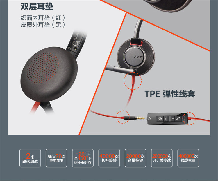 Poly Blackwire 5220高级有线 UC 耳机 Poly Blackwire 5220高级有线 UC 耳机